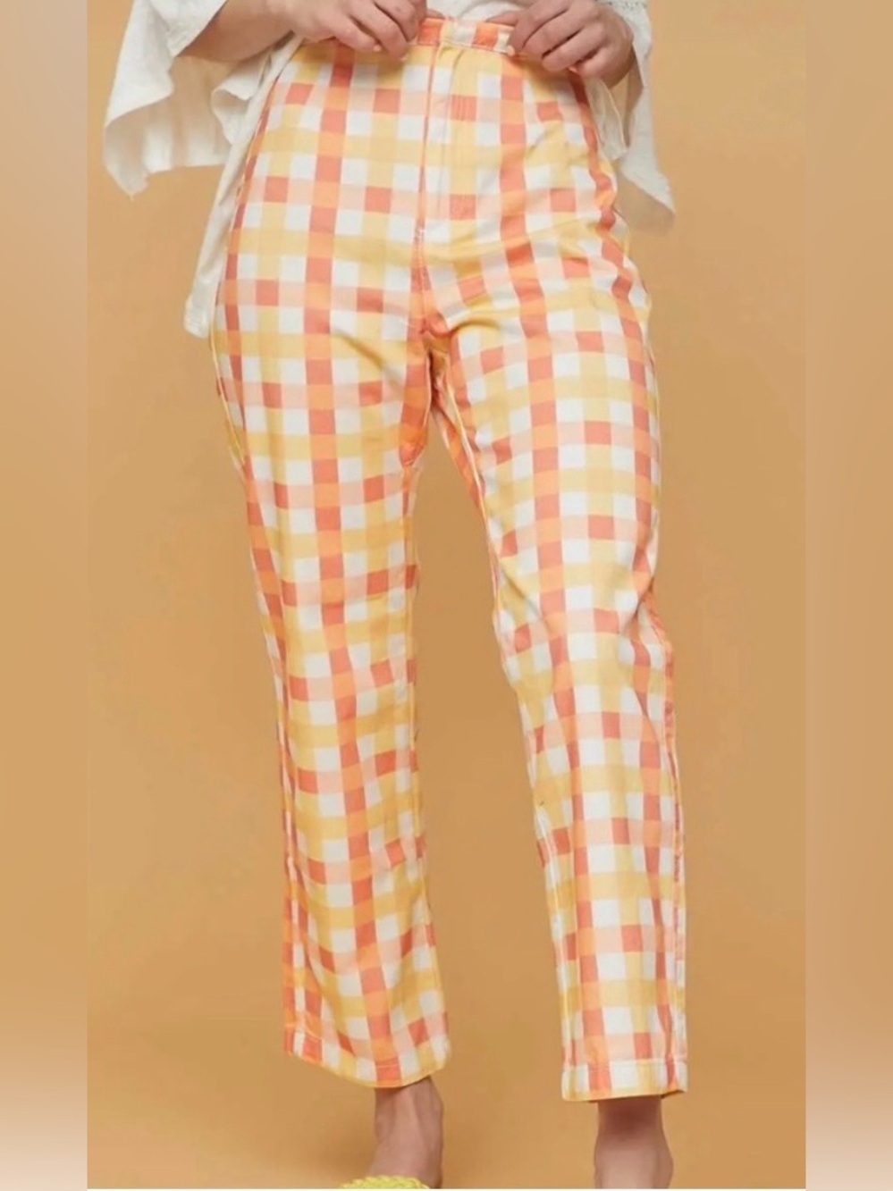 NEW Free People She's All That Plaid High Waist Pants in Multi Combo Size 2